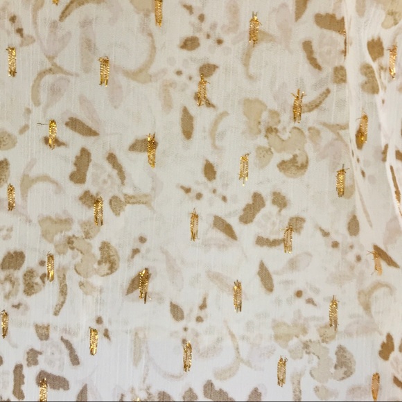 NWT LOVESTITCH Cream & Gold Metallic Blouse - Picture 6 of 7